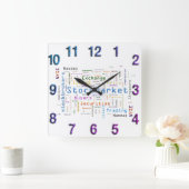 StockMarketデザインWordクラウドの概念 スクエア壁時計 (ホーム)