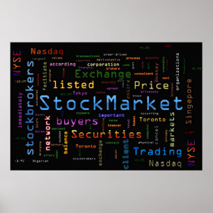 StockMarket Design Blue ポスター