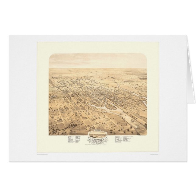 Stocktonのカリフォルニアのパノラマ式の地図1870年(1667A元通りになる) - (正面横)