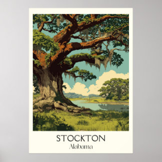 Stockton Alabama Ancient Oak Trees ポスター