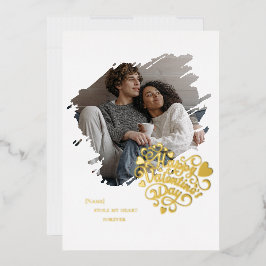 Stole My Heart Valentine's Day Photo Personalized 箔シーズンカード