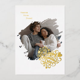 Stole My Heart Valentine's Day Photo Personalized 箔シーズンカード