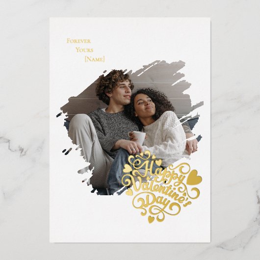 Stole My Heart Valentine's Day Photo Personalized 箔シーズンカード (正面)