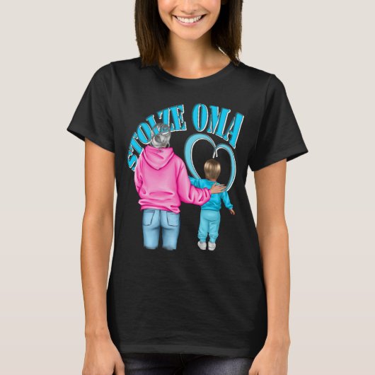 stolze Oma Enkelin blonde Haare Herz T-Shirt Tシャツ (正面)