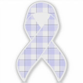 Stomach Cancer Awareness Plaid Periwinkle Ribbon シール (正面)