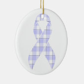 Stomach Cancer Awareness Plaid Periwinkle Ribbon セラミックオーナメント (右)