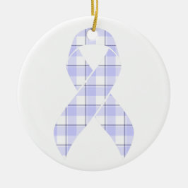 Stomach Cancer Awareness Plaid Periwinkle Ribbon セラミックオーナメント
