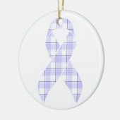 Stomach Cancer Awareness Plaid Periwinkle Ribbon セラミックオーナメント (左)