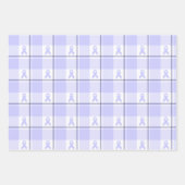 Stomach Cancer Awareness Plaid Periwinkle Ribbon ラッピングペーパーシート (正面2)