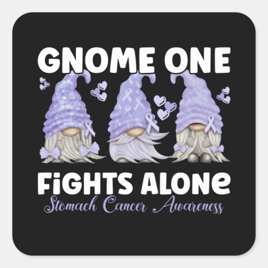 Stomach Cancer Periwinkle Blue Ribbon Gnome スクエアシール (正面)