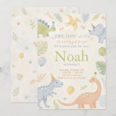 Stomp Chomp And Chew Dinosaur Invitation Editable 招待状 (正面/裏面)