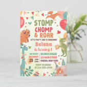 Stomp Chomp And Roar Dinosaur Birthday Party 招待状 (スタンド正面)