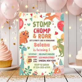 Stomp Chomp And Roar Dinosaur Birthday Party 招待状