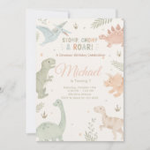 Stomp Chomp And Roar Dinosaur Invitation Editable 招待状 (正面)