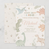 Stomp Chomp And Roar Dinosaur Invitation Editable 招待状 (正面/裏面)