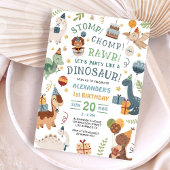 Stomp Chomp Rawr Dinosaur 1st Birthday Party Boy 招待状