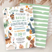 Stomp Chomp Rawr Dinosaur 1st Birthday Party Boy 招待状