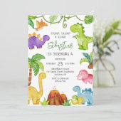Stomp Chomp Roar Dinosaur Birthday Invitation 招待状 (スタンド正面)