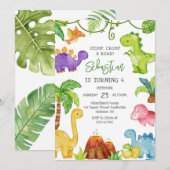 Stomp Chomp Roar Dinosaur Birthday Invitation 招待状 (正面/裏面)