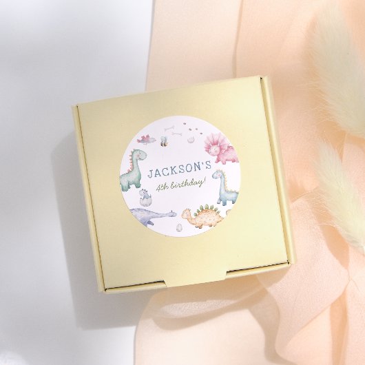 Stomp, Chomp & Roar Dinosaur Boys Birthday Party ラウンドシール