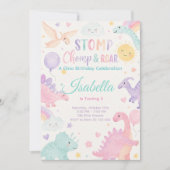 Stomp Chomp & Roar Dinosaur Invitation Editable 招待状 (正面)