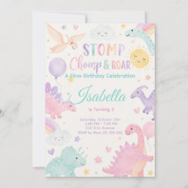 Stomp Chomp & Roar Dinosaur Invitation Editable 招待状