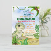 Stomp, Chomp, Roar, Dinosaur Watercolor Birthday 招待状 (スタンド正面)