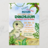 Stomp, Chomp, Roar, Dinosaur Watercolor Birthday 招待状 (正面)