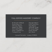 Stone Bricklayer Masonry Mason 名刺 (裏面)