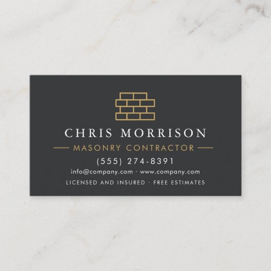Stone Bricklayer Masonry Mason QR Code 名刺 (正面)