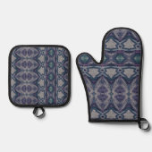 stone castle turqoise Oven Mitt and Pot Holders 鍋つかみ&鍋敷きセット (正面)