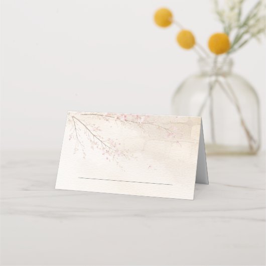 Stone & Cherry Blossom Wedding Folded Place Card プレイスカード (正面)