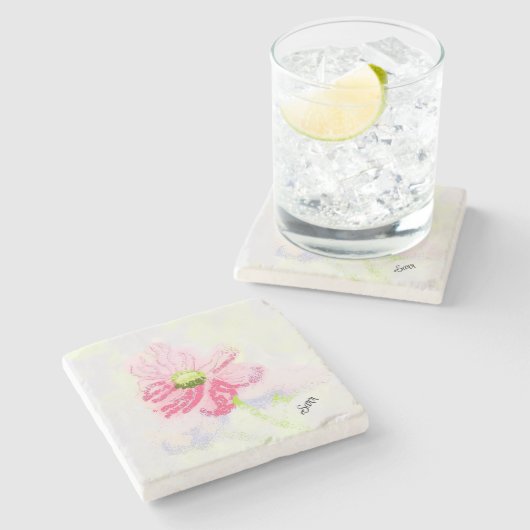Stone Coaster : Iris Flower . ストーンコースター (横)