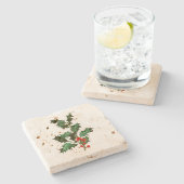 STONE COASTER : VINTAGE CHRISTMAS HOLLY ストーンコースター (横)