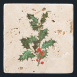 STONE COASTER : VINTAGE CHRISTMAS HOLLY ストーンコースター<br><div class="desc">STONE COASTER : VINTAGE CHRISTMAS HOLLY</div>