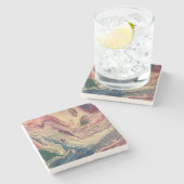 Stone Coaster with Johnson抽象芸術アートワーク ストーンコースター (横)