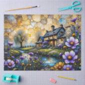 Stone Country Farmhouse in Floral Landscape 薄葉紙 (クラフト)