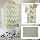 Stone Custom Name Watercolor Geometric Pattern シャワーカーテン