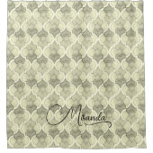 Stone Custom Name Watercolor Geometric Pattern シャワーカーテン (正面)