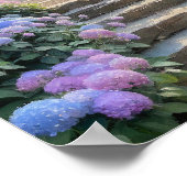 Stone Garden Stairway with Hydrangeas Romantic ポスター (角)