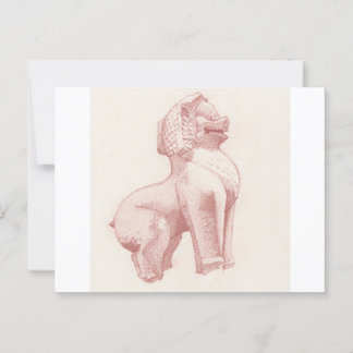 Stone guardian lion drawing ポストカード