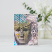 Stone lady face Abstract Mixed Media Collage ポストカード (スタンド正面)