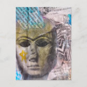 Stone lady face Abstract Mixed Media Collage ポストカード (正面)