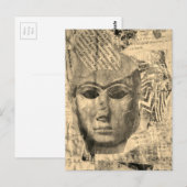 Stone lady face Abstract Mixed Media Collage Sepia ポストカード (正面/裏面)