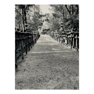 Stone Lanterns Along a Shrine Approach in Japan ポスター