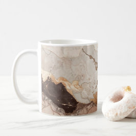 Stone Marble Print Beige and White コーヒーマグカップ