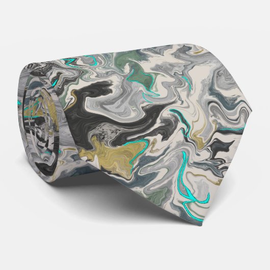 Stone Marbling with Turquoise Veins ネクタイ (ロール)