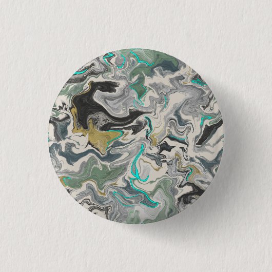 Stone Marbling with Turquoise Veins 1 1/4" Round 缶バッジ (正面)