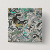 Stone Marbling with Turquoise Veins 2" Square 缶バッジ (正面)