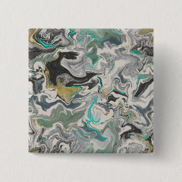 Stone Marbling with Turquoise Veins 2" Square 缶バッジ